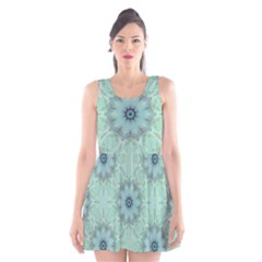 Mint Floral Pattern Scoop Neck Skater Dress by Dazzleway