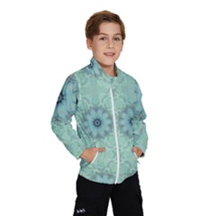 Mint Floral Pattern Kids  Windbreaker by Dazzleway