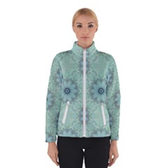 Mint Floral Pattern Winter Jacket by Dazzleway