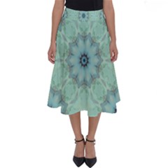 Mint Floral Pattern Perfect Length Midi Skirt