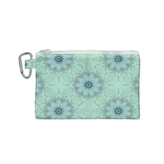 Mint Floral Pattern Canvas Cosmetic Bag (small) by Dazzleway