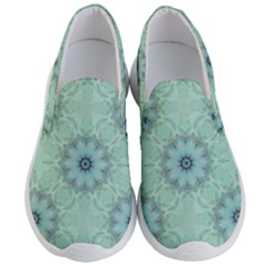 Mint Floral Pattern Men s Lightweight Slip Ons by Dazzleway