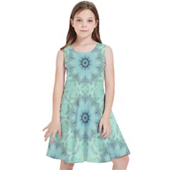 Mint Floral Pattern Kids  Skater Dress by Dazzleway