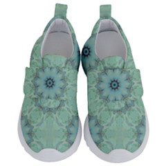 Mint Floral Pattern Kids  Velcro No Lace Shoes by Dazzleway