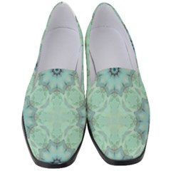 Mint Floral Pattern Women s Classic Loafer Heels by Dazzleway