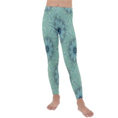 Mint Floral Pattern Kids  Lightweight Velour Leggings by Dazzleway