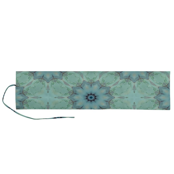 Mint floral pattern Roll Up Canvas Pencil Holder (L)