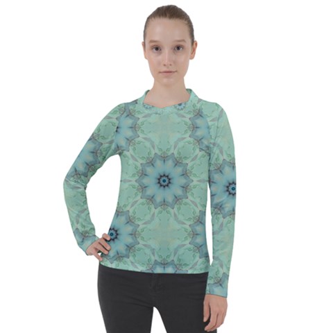 Mint Floral Pattern Women s Pique Long Sleeve Tee by Dazzleway