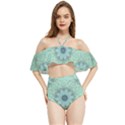 Mint floral pattern Halter Flowy Bikini Set  View1