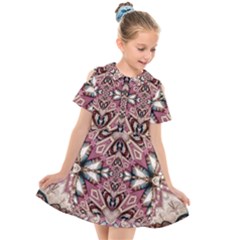 Pink Pattern Kids  Short Sleeve Shirt Dress by Dazzleway