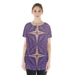 Purple And Gold Skirt Hem Sports Top by Dazzleway