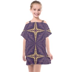 Purple And Gold Kids  One Piece Chiffon Dress by Dazzleway