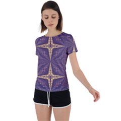 Purple And Gold Back Circle Cutout Sports Tee by Dazzleway