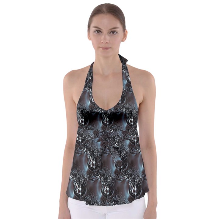 Black Pearls Babydoll Tankini Top