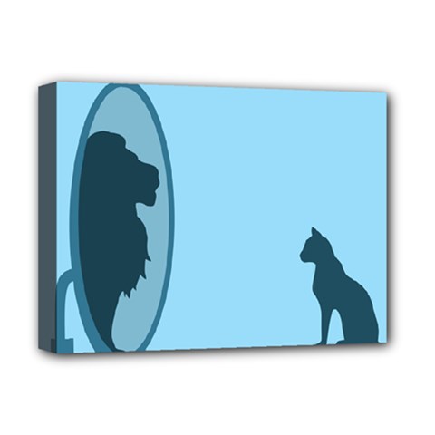 Cat Mirror Lion Deluxe Canvas 16  X 12  (stretched) 