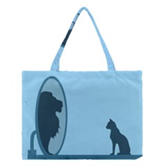 Cat Mirror Lion Medium Tote Bag by HermanTelo