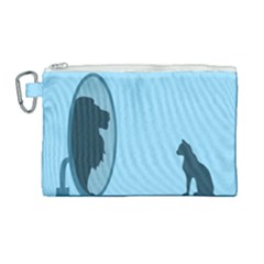 Cat Mirror Lion Canvas Cosmetic Bag (large) by HermanTelo