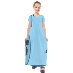 Cat Mirror Lion Kids  Short Sleeve Maxi Dress