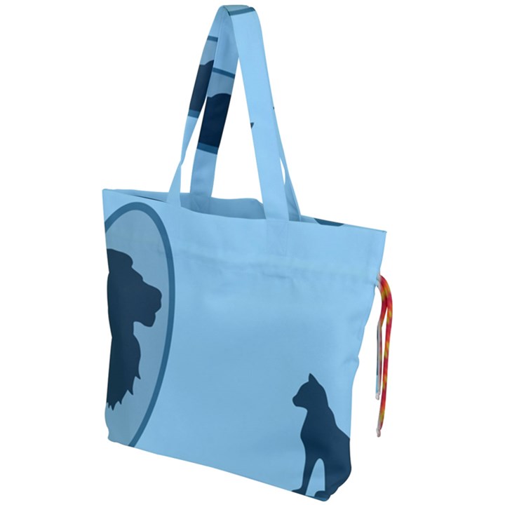 Cat Mirror Lion Drawstring Tote Bag