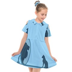 Cat Mirror Lion Kids  Short Sleeve Shirt Dress