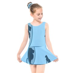 Cat Mirror Lion Kids  Skater Dress Swimsuit by HermanTelo