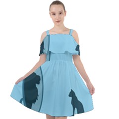 Cat Mirror Lion Cut Out Shoulders Chiffon Dress