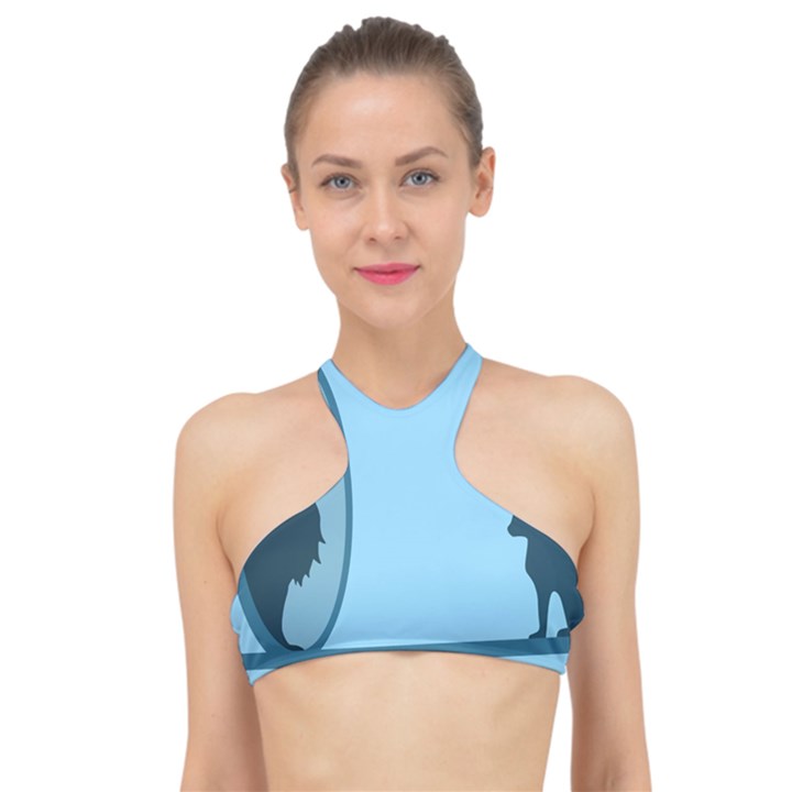 Cat Mirror Lion High Neck Bikini Top