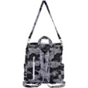 Black And White Cracked Abstract Texture Print Crossbody Backpack View3