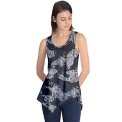 Black And White Cracked Abstract Texture Print Sleeveless Tunic by dflcprintsclothing