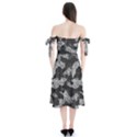 Black And White Cracked Abstract Texture Print Shoulder Tie Bardot Midi Dress View2