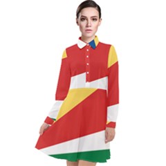 Seychelles Flag Long Sleeve Chiffon Shirt Dress by FlagGallery