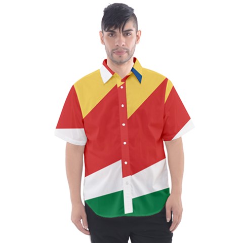 Seychelles Flag Men s Short Sleeve Shirt by FlagGallery