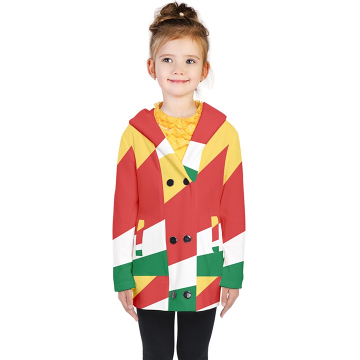 Seychelles flag Kids  Double Breasted Button Coat