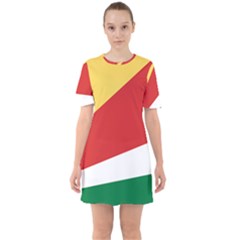 Seychelles Flag Sixties Short Sleeve Mini Dress by FlagGallery