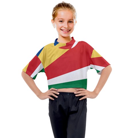 Seychelles Flag Kids Mock Neck Tee by FlagGallery