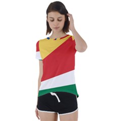 Seychelles Flag Short Sleeve Foldover Tee by FlagGallery