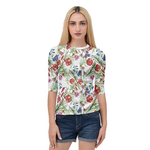 Flowers Pattern Quarter Sleeve Raglan Tee by goljakoff