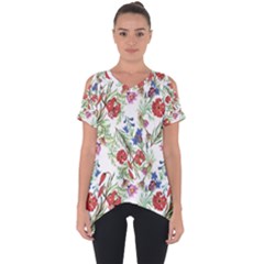 Flowers Pattern Cut Out Side Drop Tee by goljakoff