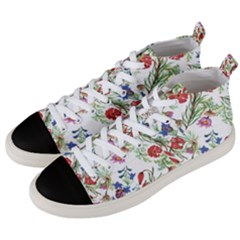 Flowers Pattern Men s Mid-top Canvas Sneakers by goljakoff