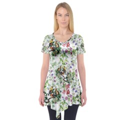 Green Flora Short Sleeve Tunic  by goljakoff