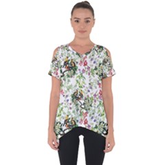 Green Flora Cut Out Side Drop Tee by goljakoff