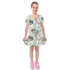 Green Flora Kids  Short Sleeve Velvet Dress by goljakoff