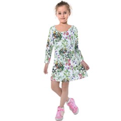 Green Flora Kids  Long Sleeve Velvet Dress by goljakoff