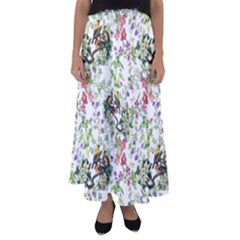 Green Flora Flared Maxi Skirt by goljakoff