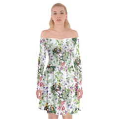 Green Flora Off Shoulder Skater Dress by goljakoff