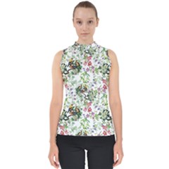 Green Flora Mock Neck Shell Top by goljakoff