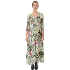 Green Flora Button Up Boho Maxi Dress by goljakoff