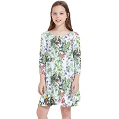 Green Flora Kids  Quarter Sleeve Skater Dress by goljakoff