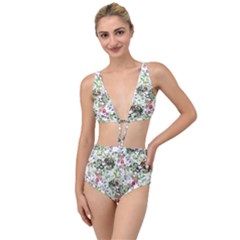 Green Flora Tied Up Two Piece Swimsuit by goljakoff