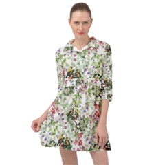 Green Flora Mini Skater Shirt Dress by goljakoff